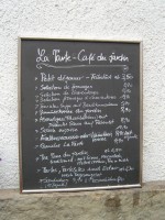 Tageskarte des Cafe du Jardin Weimar