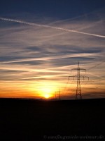 Sonnenuntergang Hochspannungsmaste